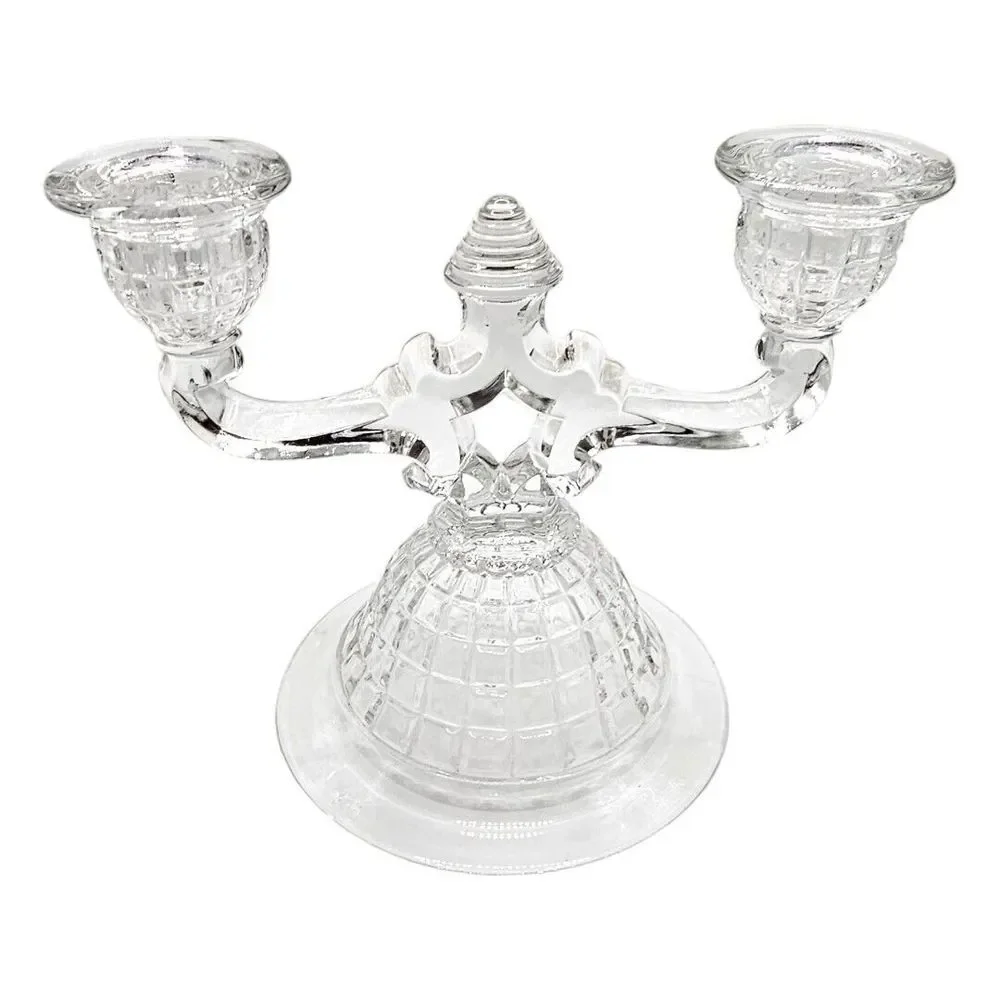 Victorian Clear by Heisey Double Taper Candlestick - Vintage MCM‎ Home Decor